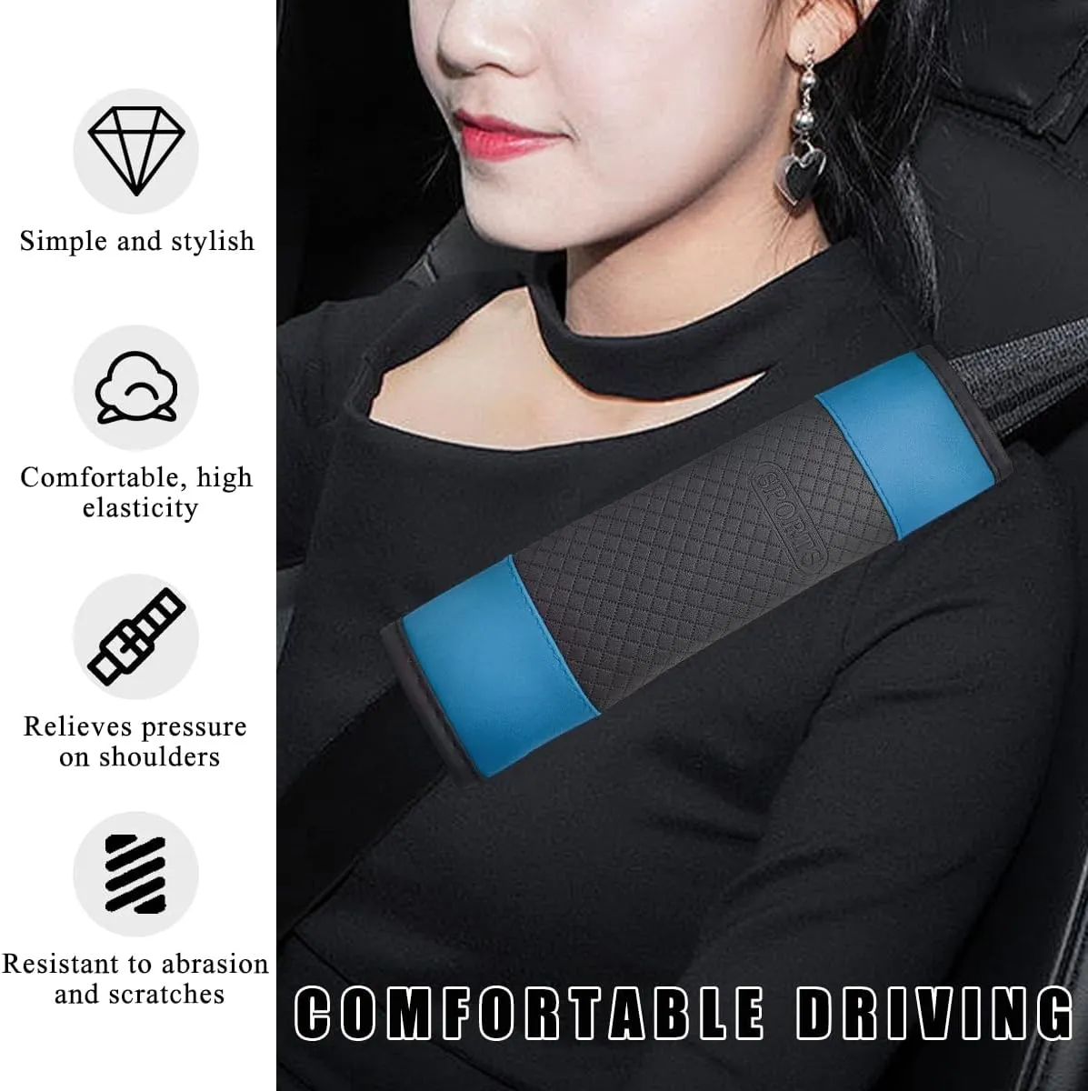 2 PCS Car Seat Belt Covers, Automotive Soft Seat Belt Shoulder Pads Neck Protectors, Universal Seat Belt Pads Compatible with Cars Trucks SUVs, Interior Car Accessories (Blue)