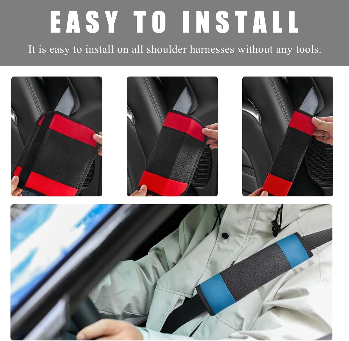 2 PCS Car Seat Belt Covers, Automotive Soft Seat Belt Shoulder Pads Neck Protectors, Universal Seat Belt Pads Compatible with Cars Trucks SUVs, Interior Car Accessories (Blue)