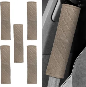 5PCS Car Seat Belt Pads Cover - Soft Comfort Seatbelt Covers Protect Your Neck and Shoulders - Auto Seat Belt Shoulder Strap Cover Protector Pads - Shoulder Cushion Harness Pad for Car/Bag (Coffee)