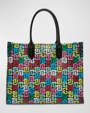 B Army Medium Shopper Tote Bag in Monogram Printed Leather