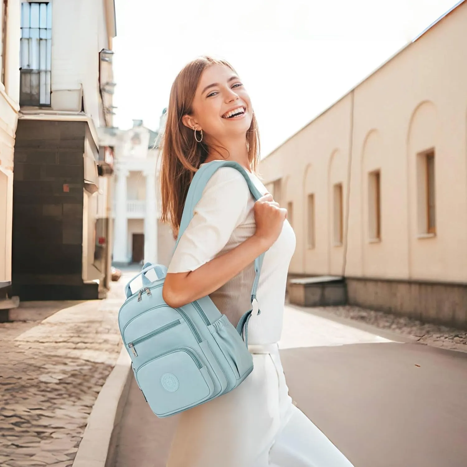 Backpack Purse for Women, Lightweight Mini Backpack Purse Small Bookbag with Mini Wallet and Luggage Strap,Green