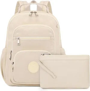 Backpack Purse for Women, Lightweight Small Backpack Mini Bookbag with Mini Wallet and Luggage Strap,Beige