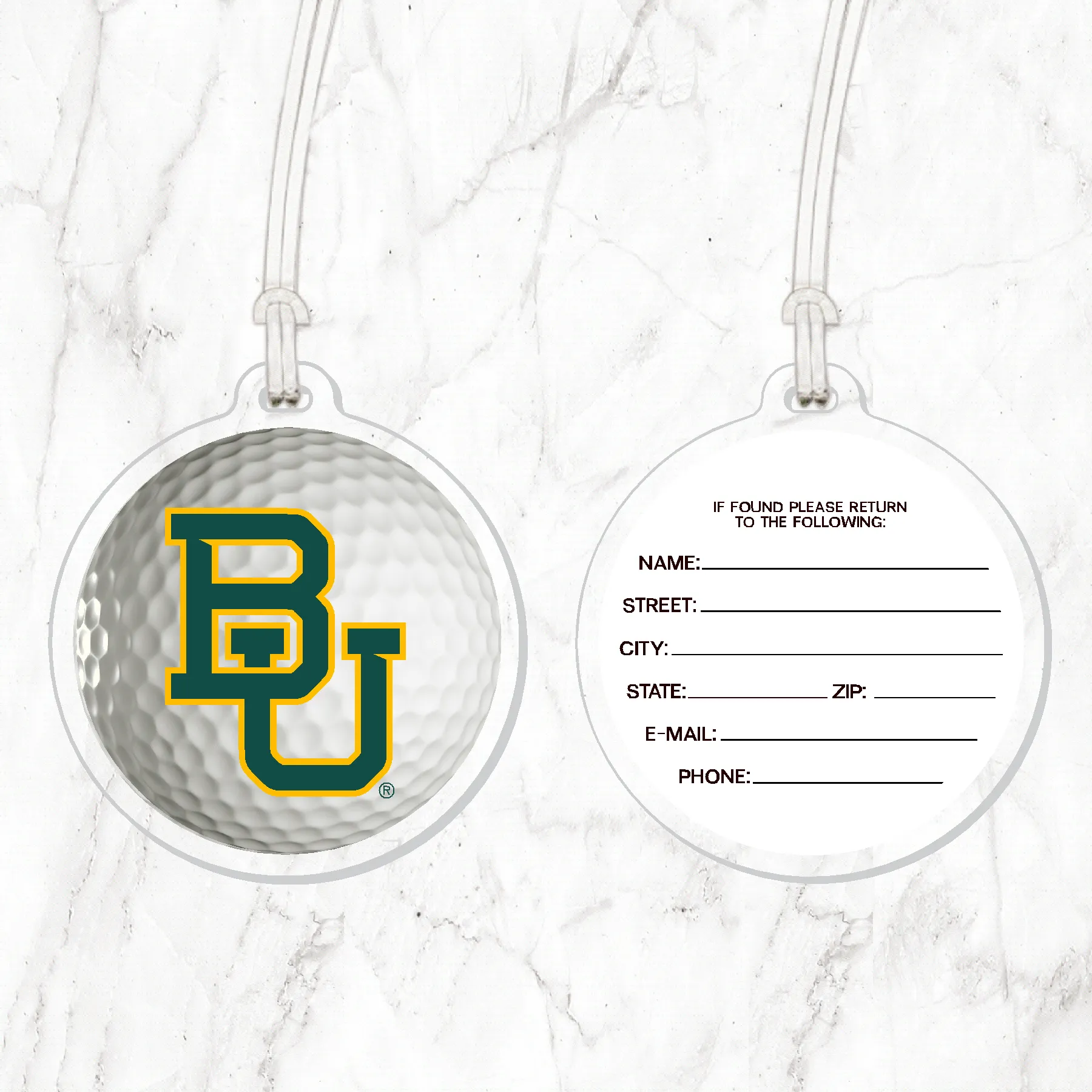 Baylor Golf Ball Luggage Tag