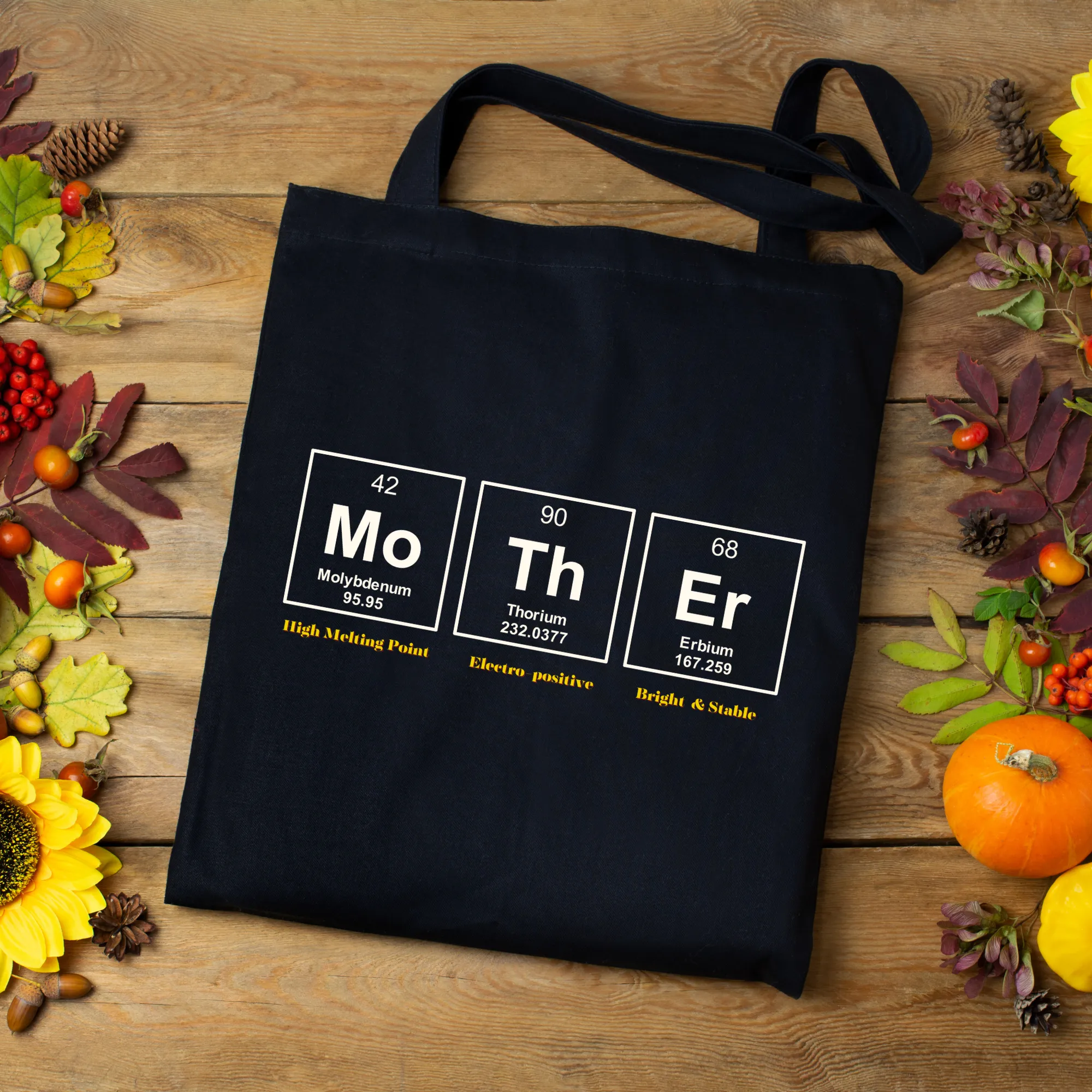 Black Canvas Tote Bag: Mom Chemistry