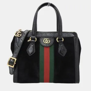 Black Leather and Suede Ophidia Tote Bag