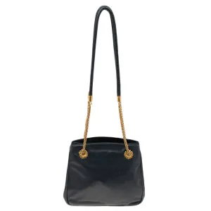 Black Leather Chain Tote