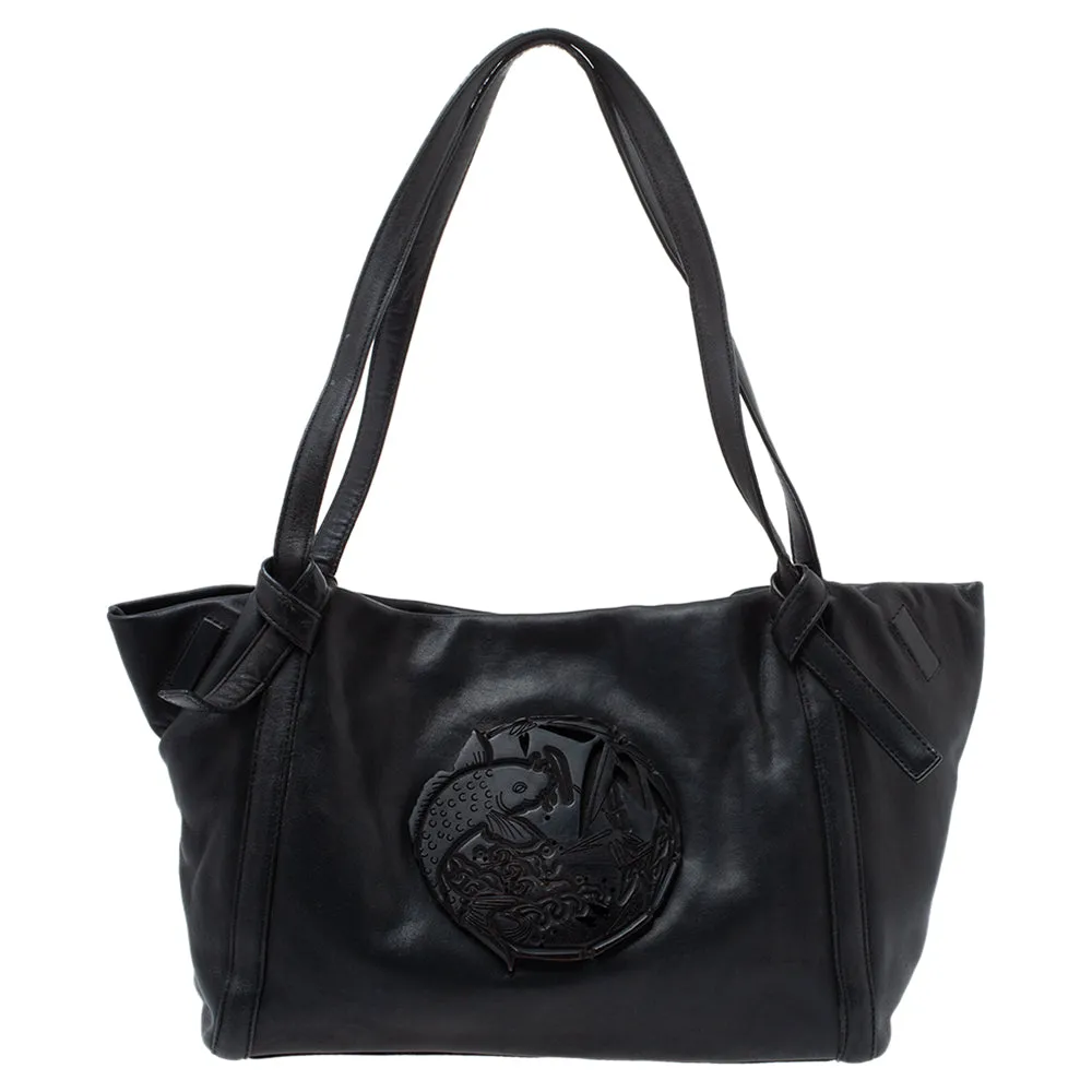 Black Leather Koi Fish Tote