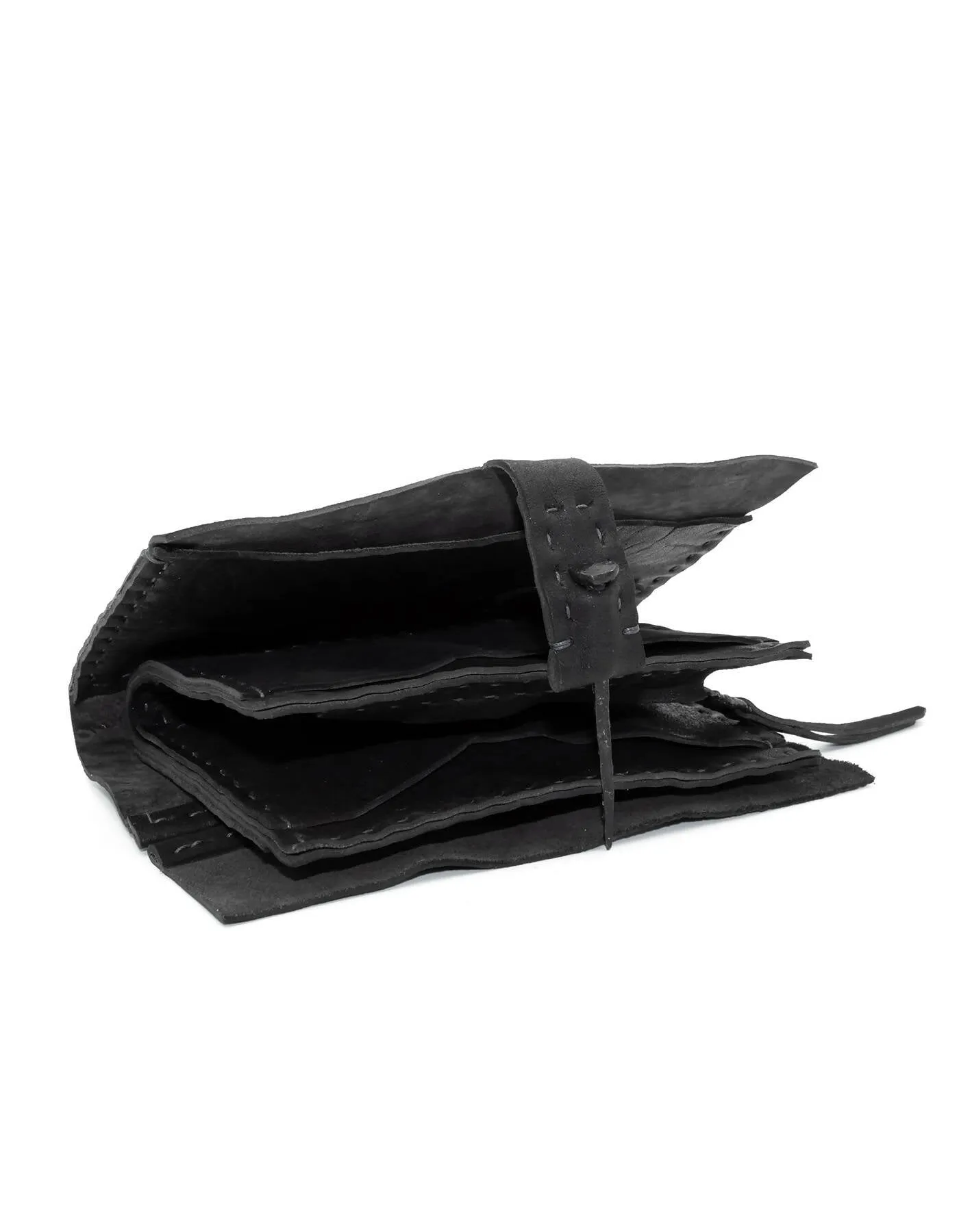 black open seam leather long wallet