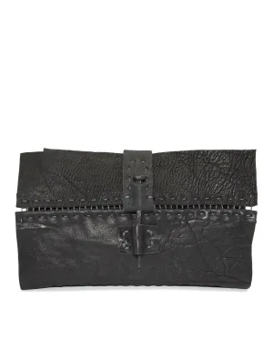 black open seam leather long wallet