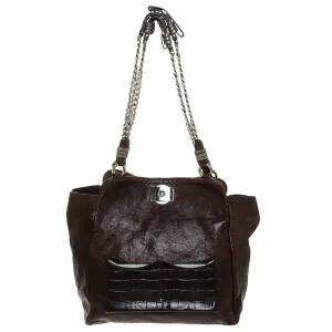 Brown Leather Vintage Chain Tote