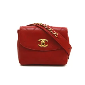 Chanel Belt Bag Bum Bag Lambskin Leather Red Vintage