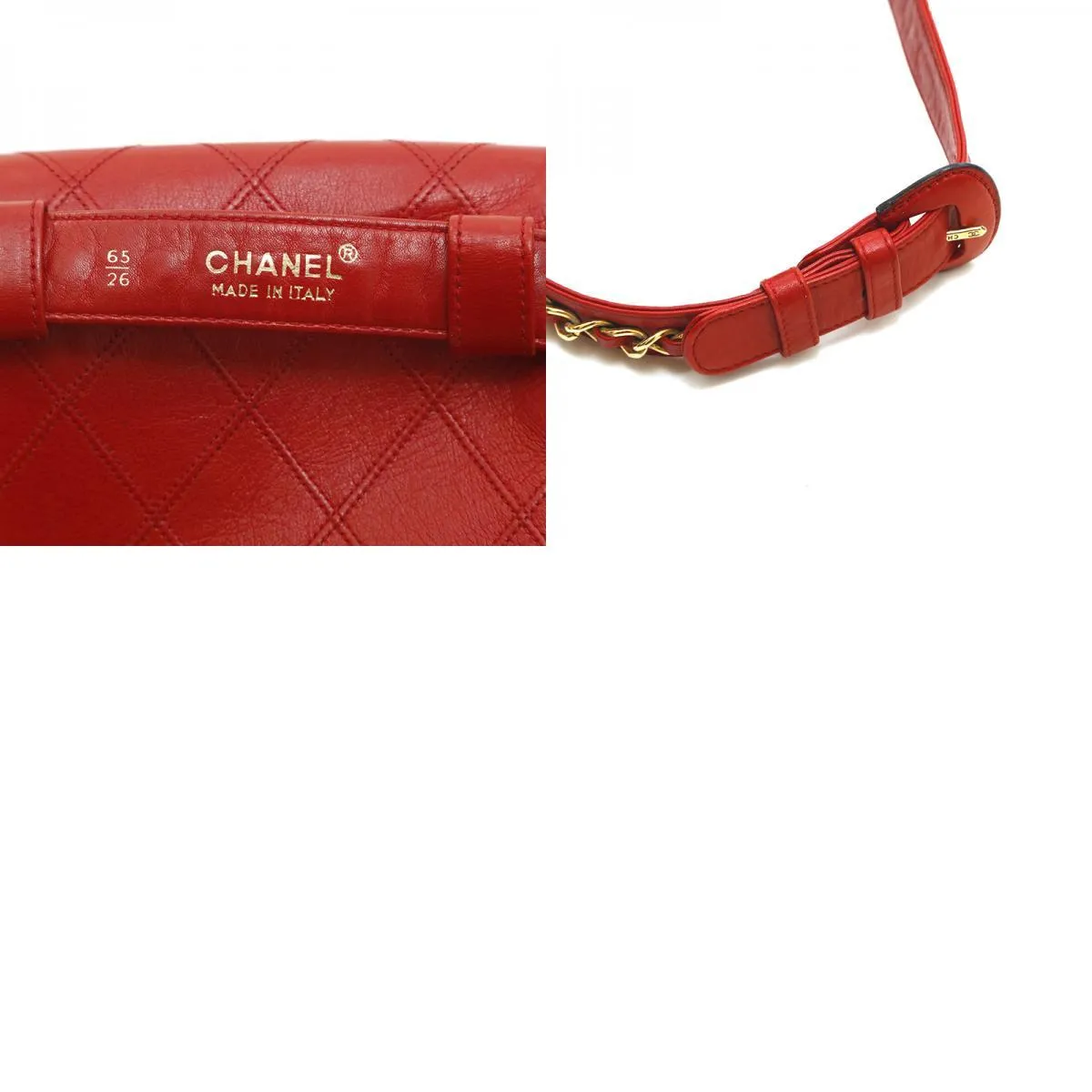 Chanel Belt Bag Bum Bag Lambskin Leather Red Vintage