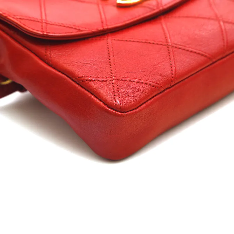 Chanel Belt Bag Bum Bag Lambskin Leather Red Vintage