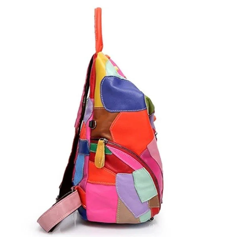 Colorful Soft Leather Backpacks for Women