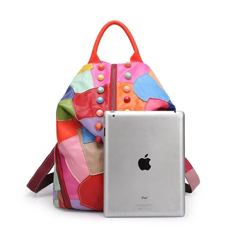 Colorful Soft Leather Backpacks for Women
