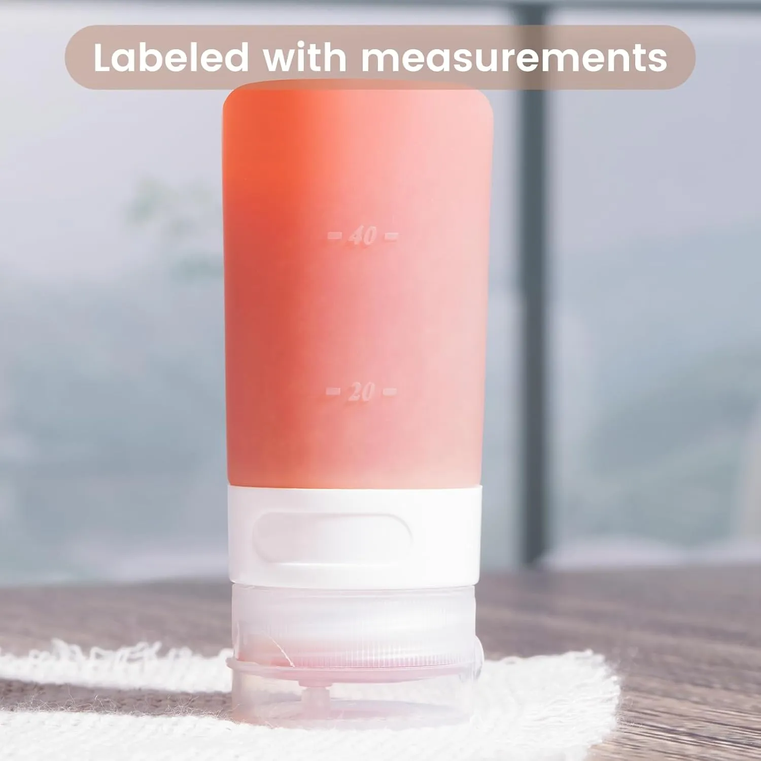 Condiment Squeeze Bottles for Sauces, 2-oz Mini Silicone Salad Dressing Container to Go with Reusable Sandwich Bag, Leakproof Sauce Bottle for Lunch Box, 4 Pack, Apricot