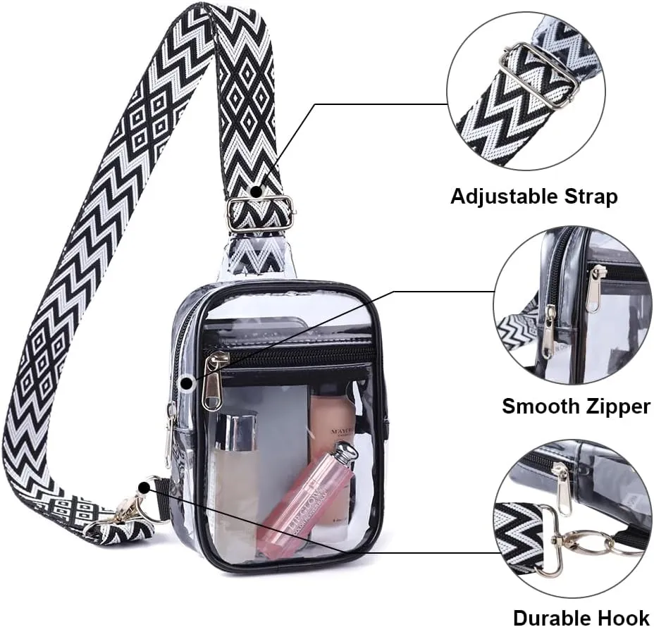 COVAX Clear Sling Bag, Clear Bag Stadium Approved for Concerts, Sports Events