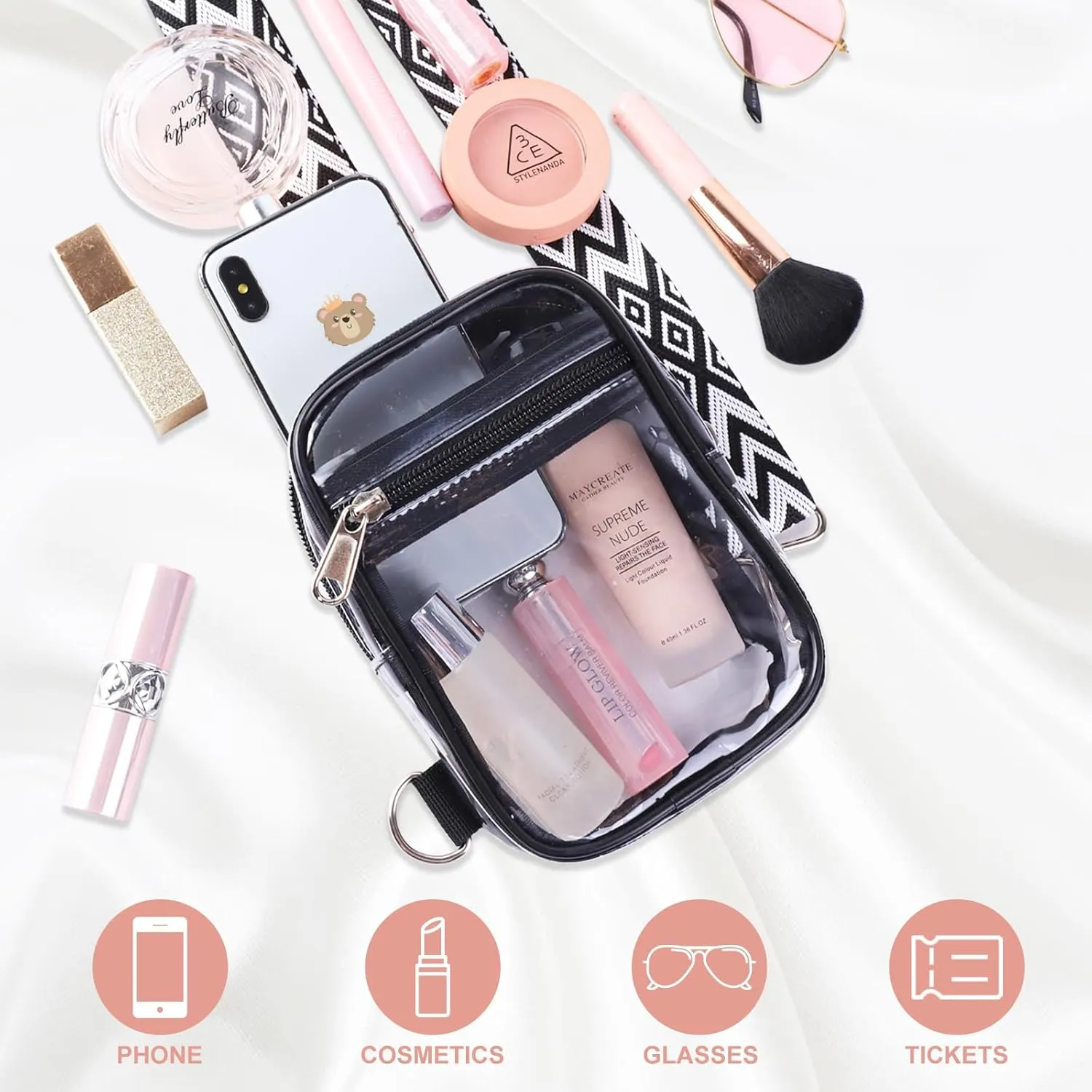 COVAX Clear Sling Bag, Clear Bag Stadium Approved for Concerts, Sports Events