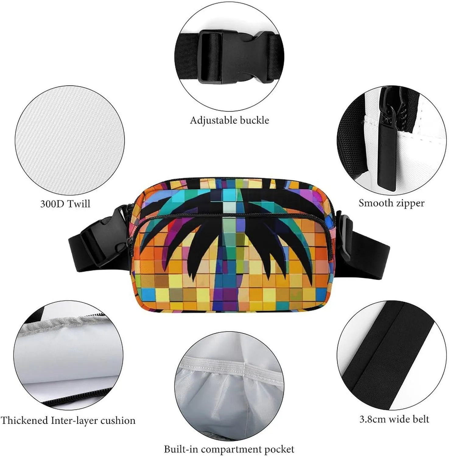 Fanny Pack for Men&Women Crossbody Waist Bag Small Sling Backpack Palm Tree Clip Art Belt Bag