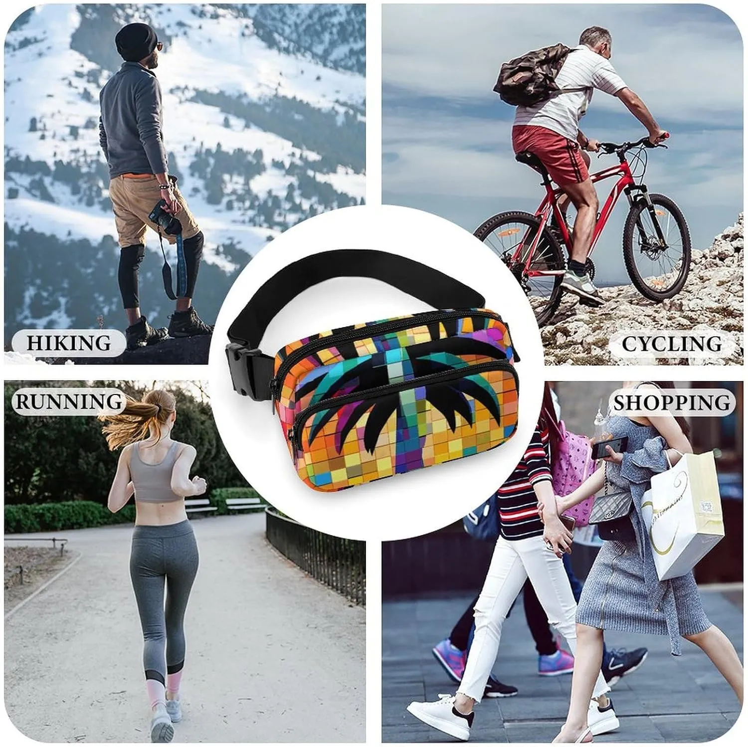 Fanny Pack for Men&Women Crossbody Waist Bag Small Sling Backpack Palm Tree Clip Art Belt Bag
