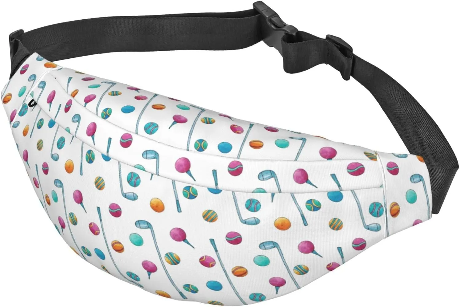 Fanny Pack for Women Men,Sports Golf Ball Pattern Large Crossbody Waist Pack Belt Bag for Workout Hiking Running Travel, Onesize