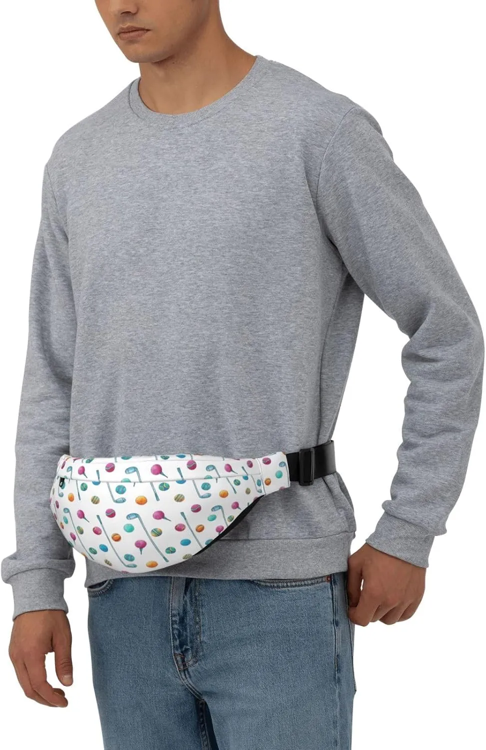 Fanny Pack for Women Men,Sports Golf Ball Pattern Large Crossbody Waist Pack Belt Bag for Workout Hiking Running Travel, Onesize
