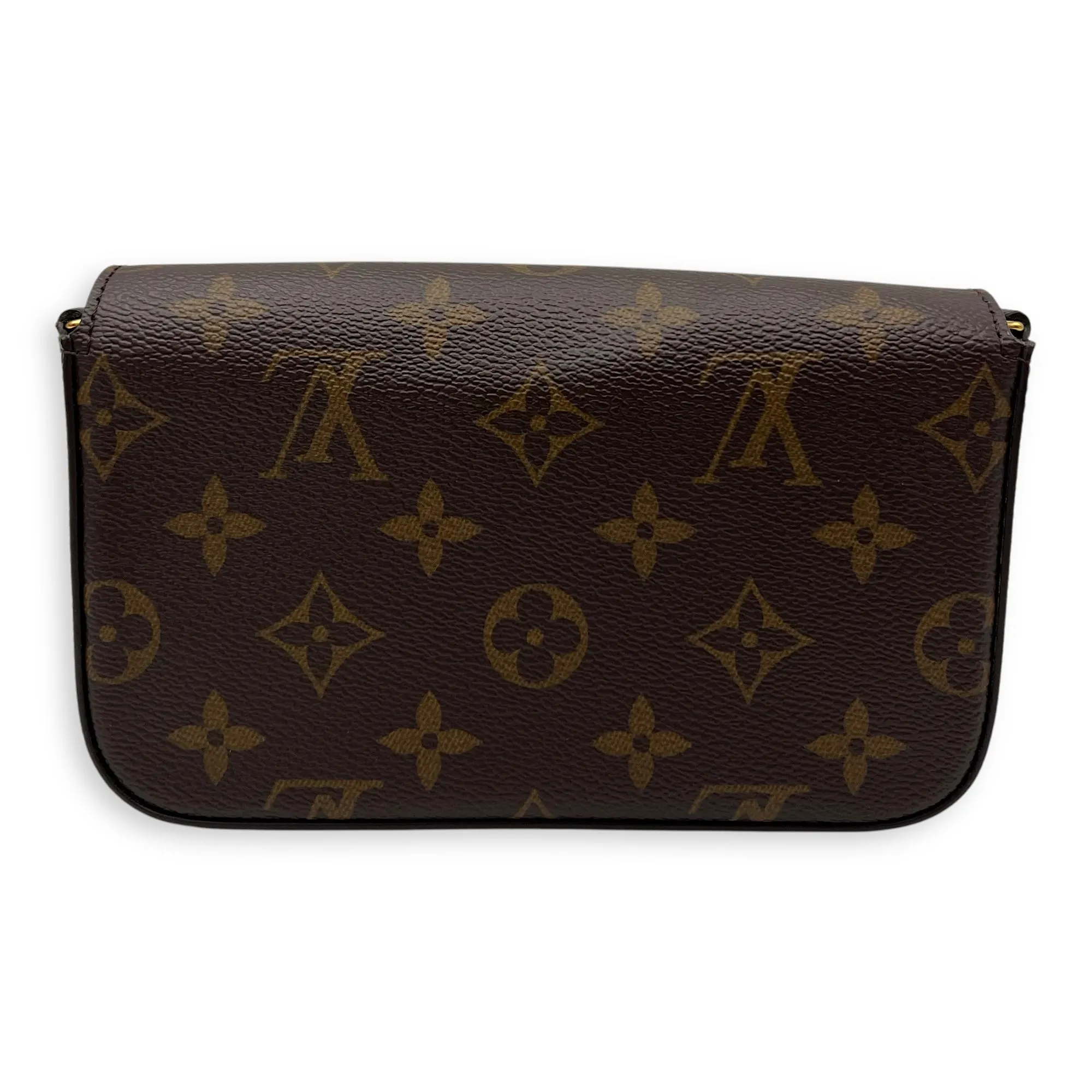 Felicie Strap and Go Brown Crossbody Bag in Monogram Coated Canvas, Gold hardware