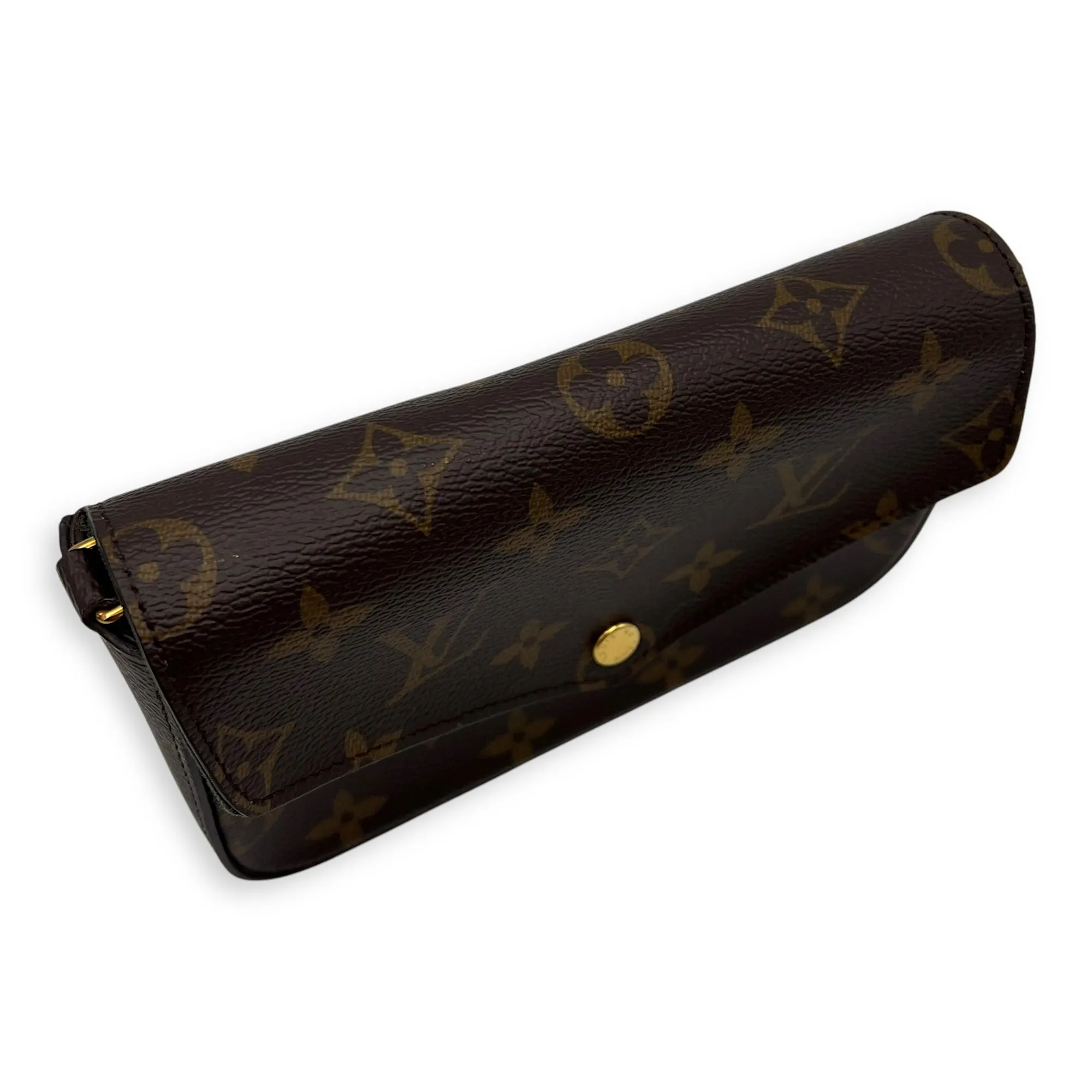 Felicie Strap and Go Brown Crossbody Bag in Monogram Coated Canvas, Gold hardware