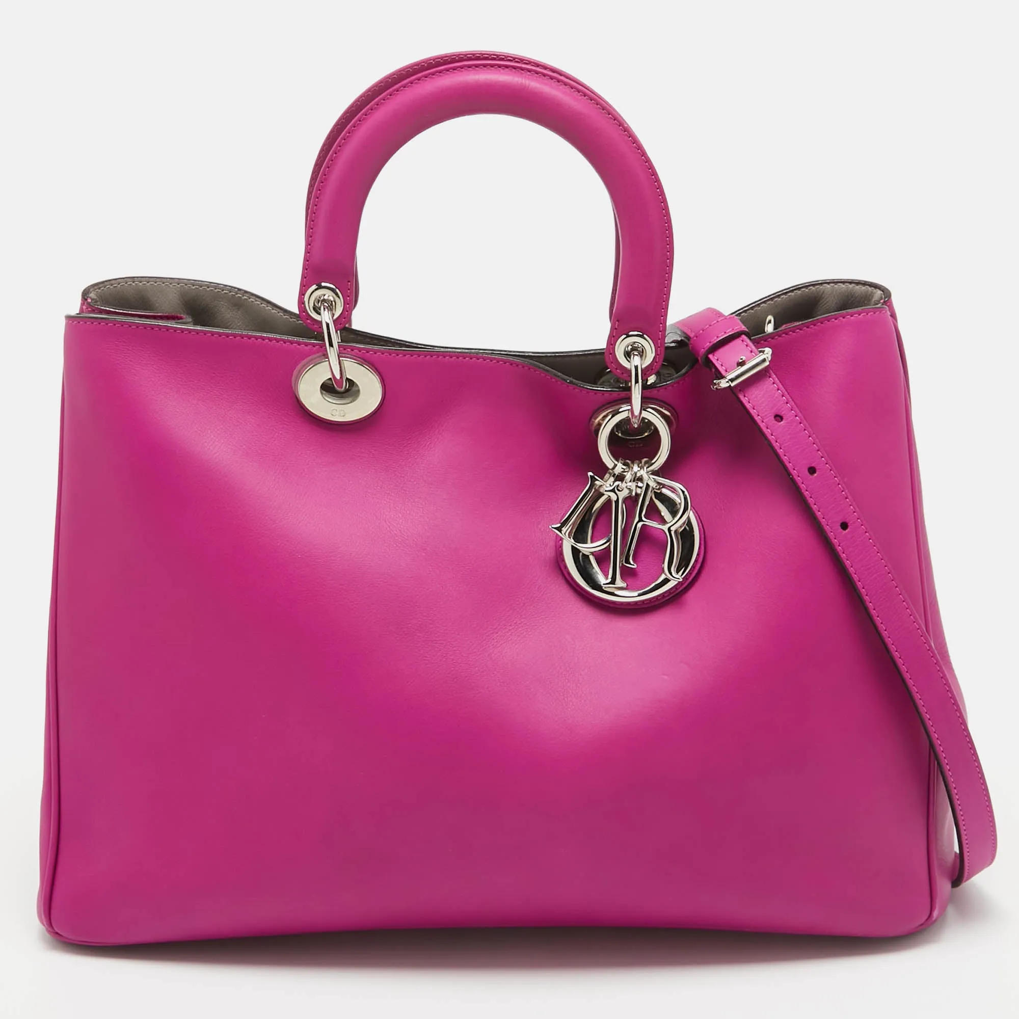 Fuchsia Leather Large Diorissimo Shopper Tote