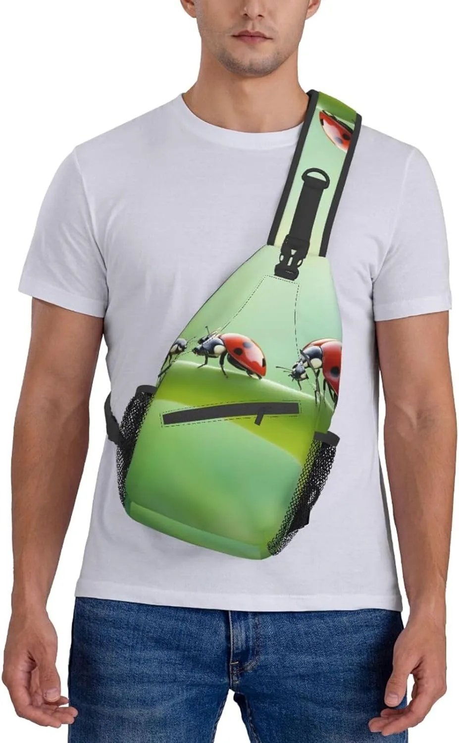 Funny Ladybug Shoulder Bag Crossbody Backpack Chest Bag Lightweight Sling Daypackstravel Hiking Cycling For Men Women