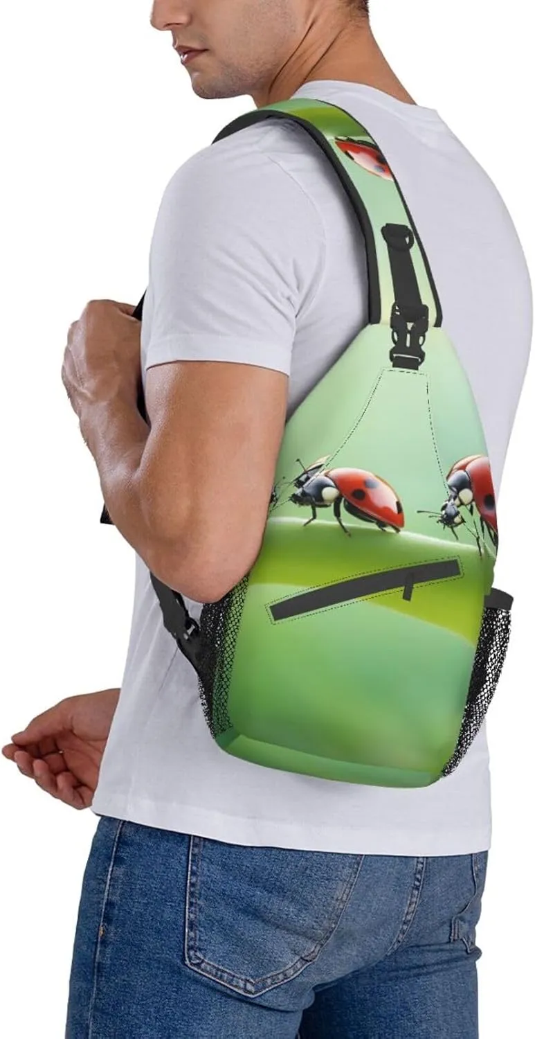Funny Ladybug Shoulder Bag Crossbody Backpack Chest Bag Lightweight Sling Daypackstravel Hiking Cycling For Men Women