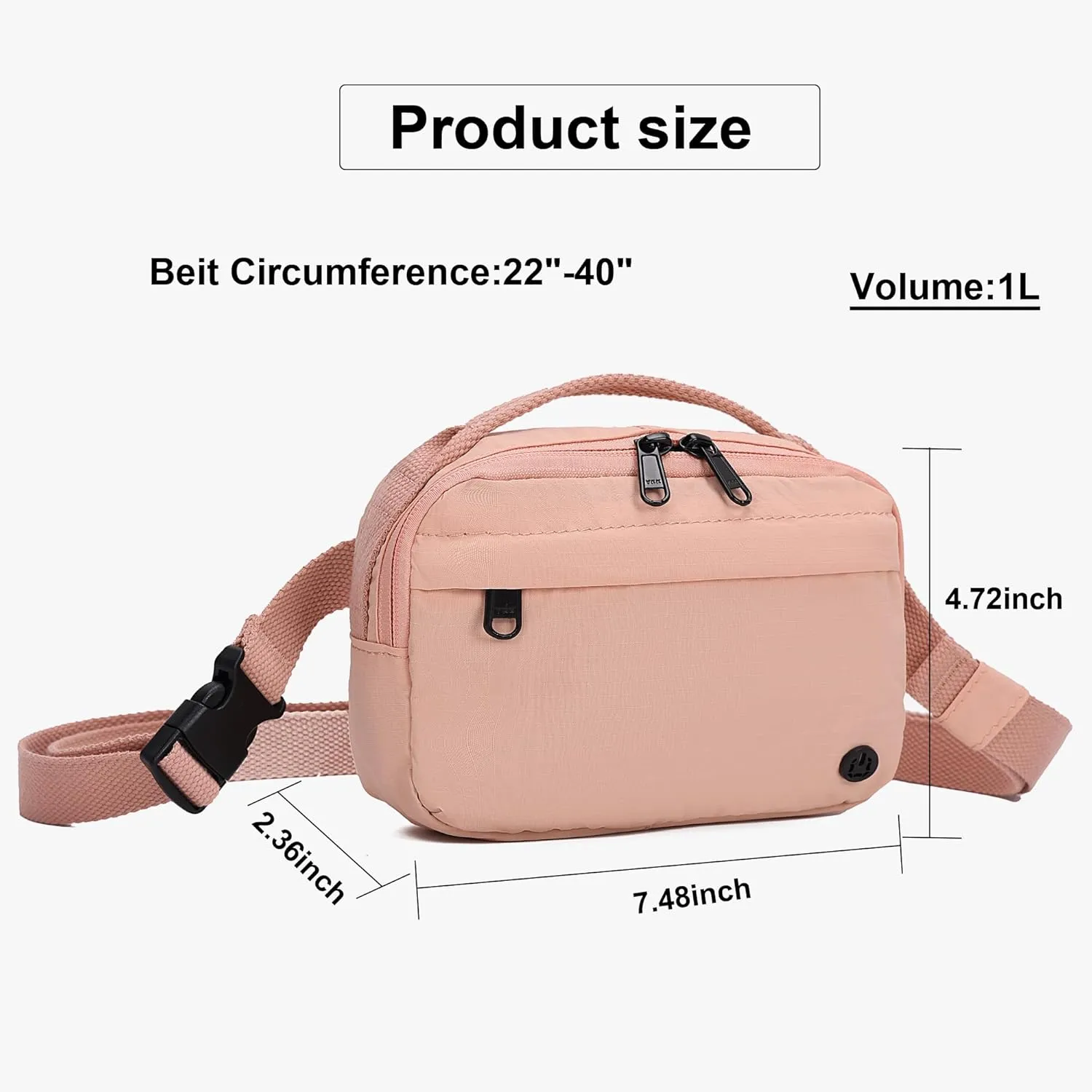 Funny Pack Belt Bag Small Crossbody Unisex for Workout Running Hiking Travel Gift Water Resistant Durable Soft Material multifunctional (Pink)