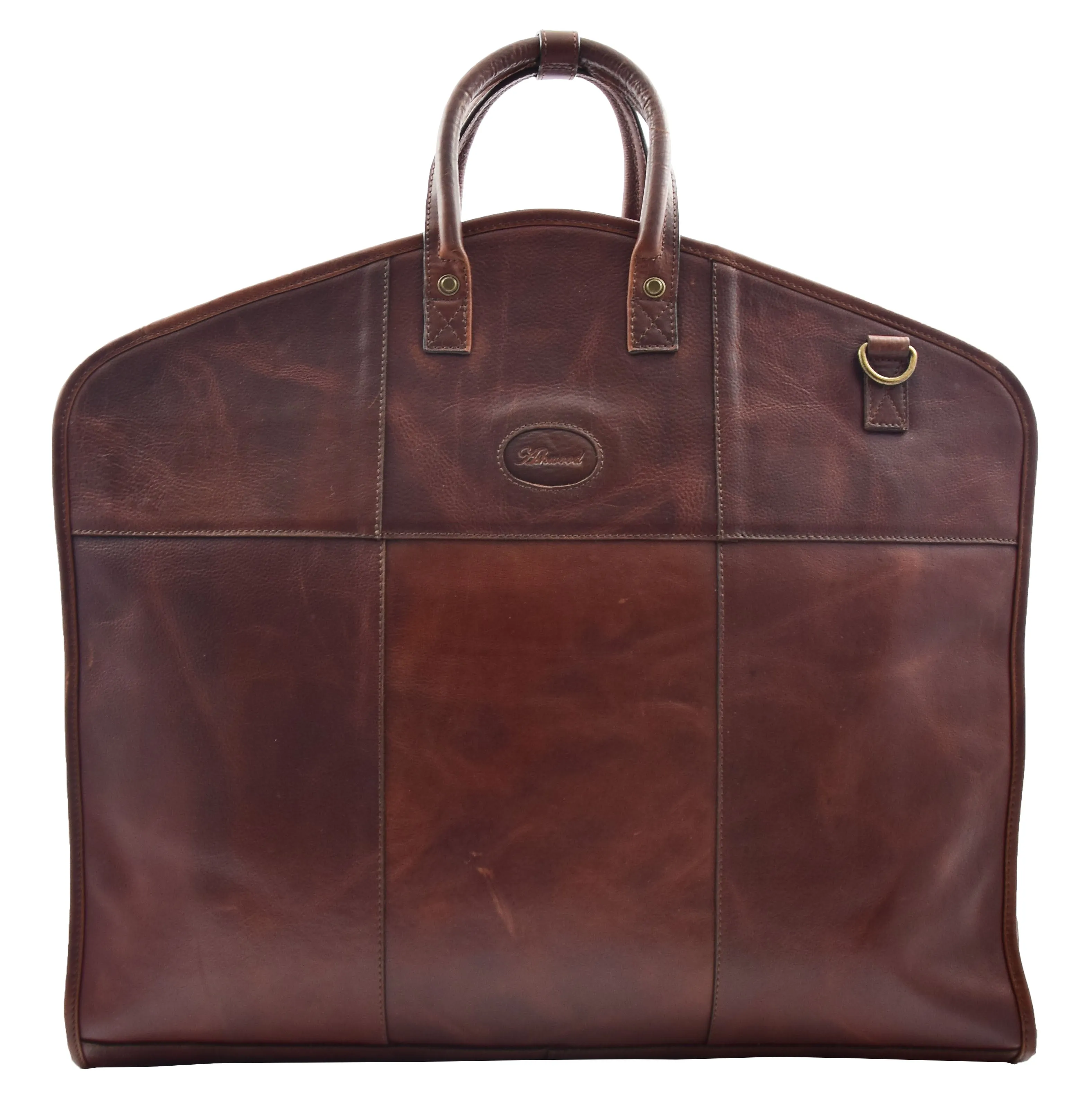 Genuine Leather Suit Carrier Garment Suiter Business Travel Bag Lockheed Brown