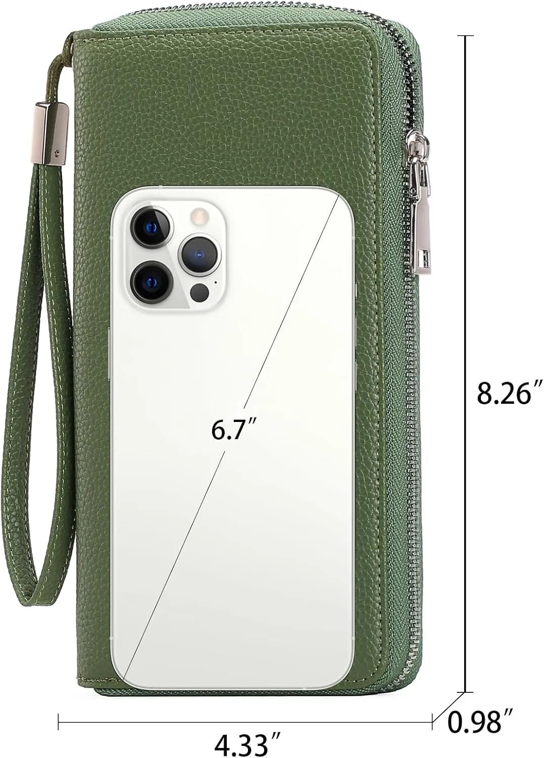 GOIACII Womens Wallet RFID Blocking Leather Zip Around Wallet Large Capacity Long Purse Credit Card Clutch Wristlet