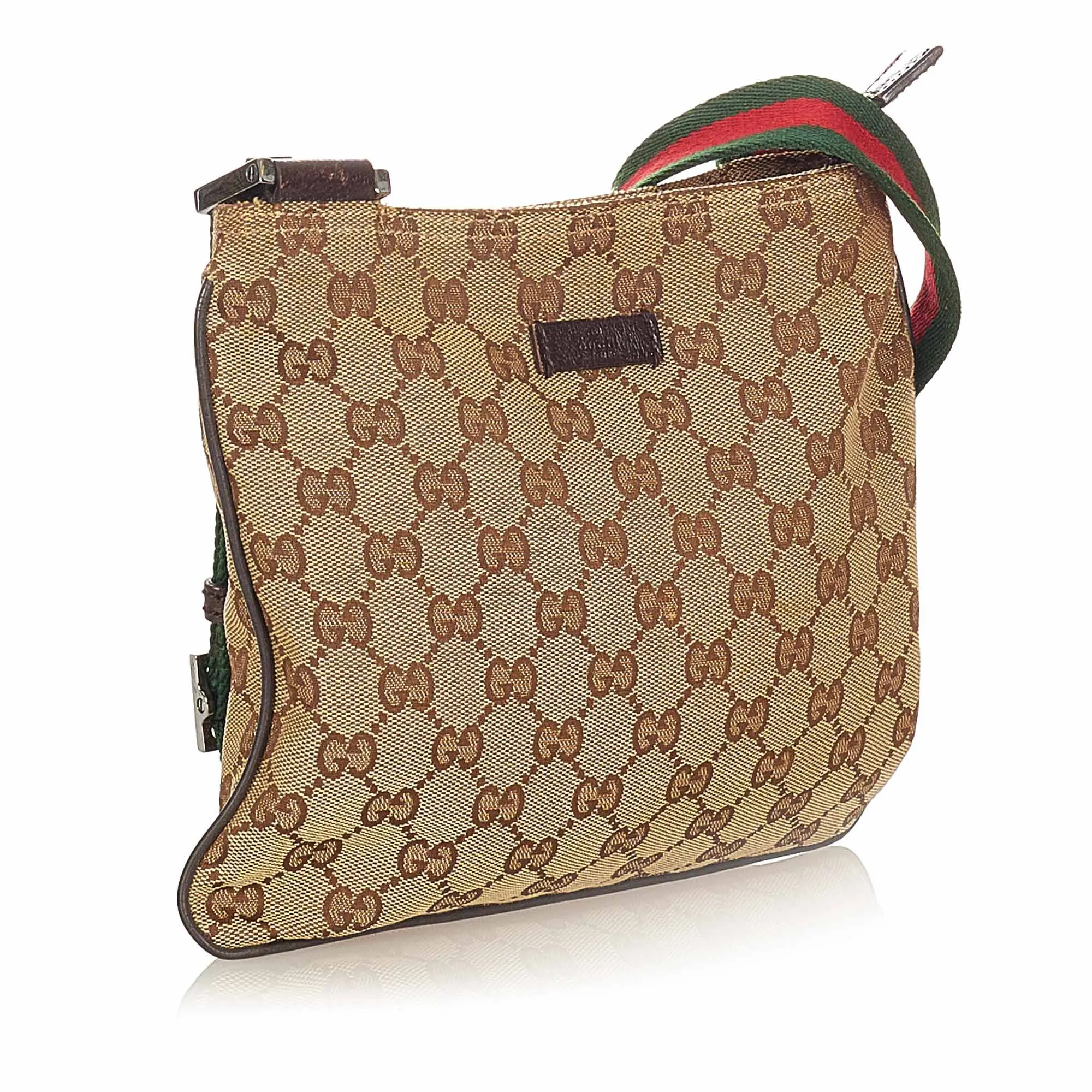 Gucci GG Canvas Web Crossbody Bag Brown