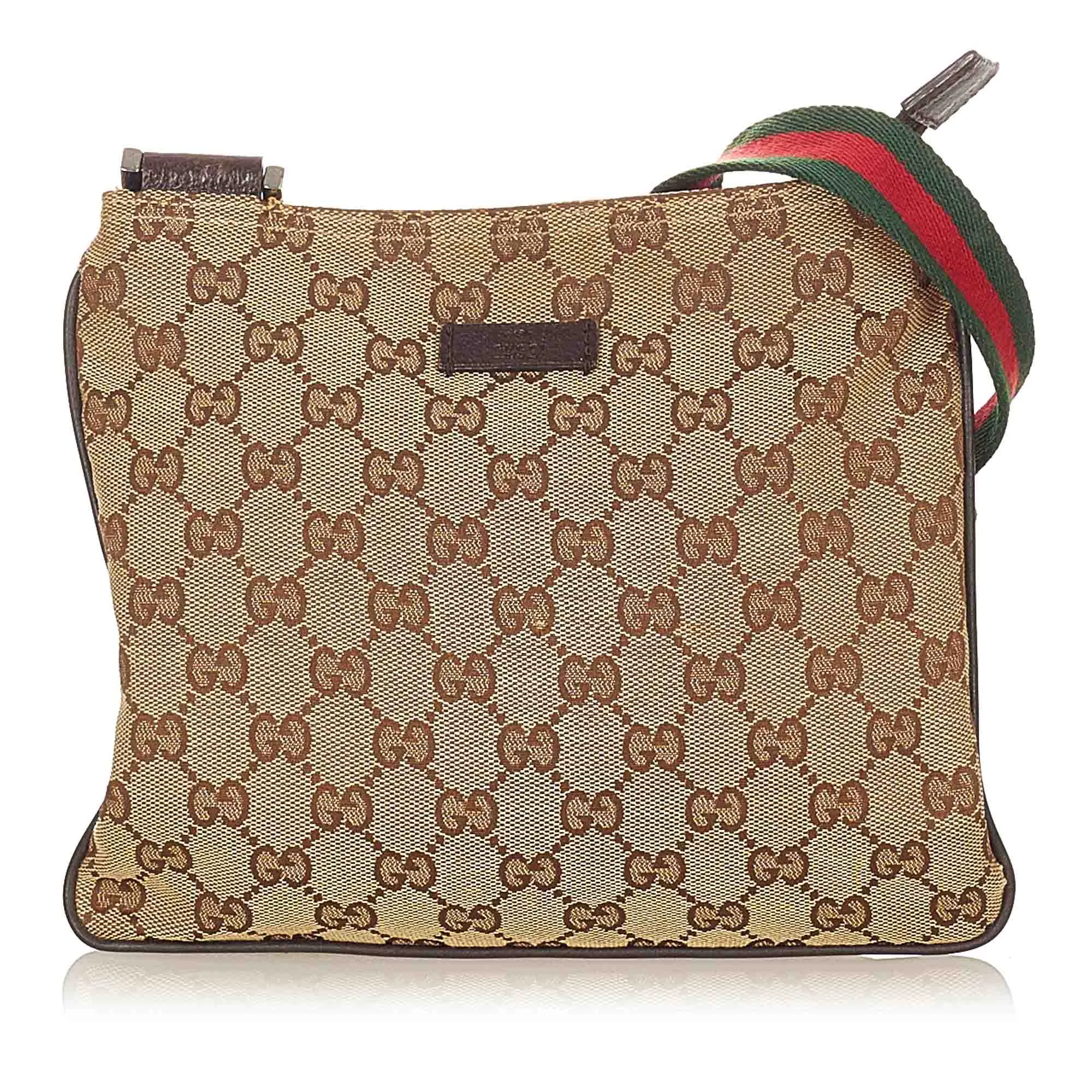 Gucci GG Canvas Web Crossbody Bag Brown