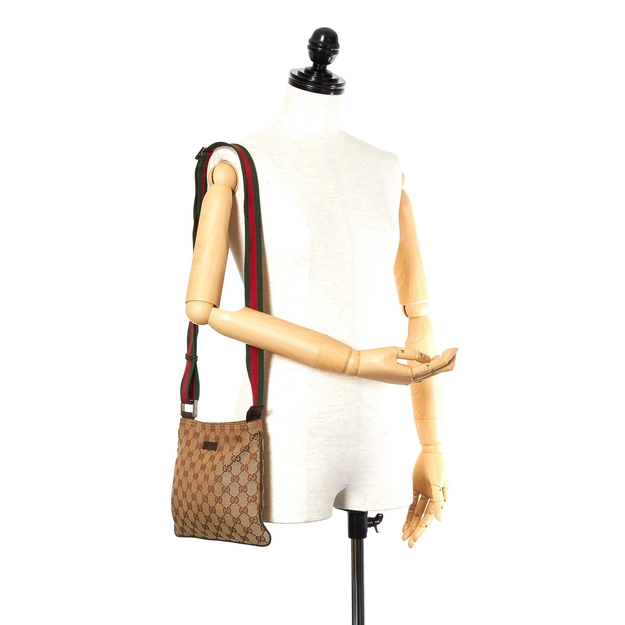 Gucci GG Canvas Web Crossbody Bag Brown