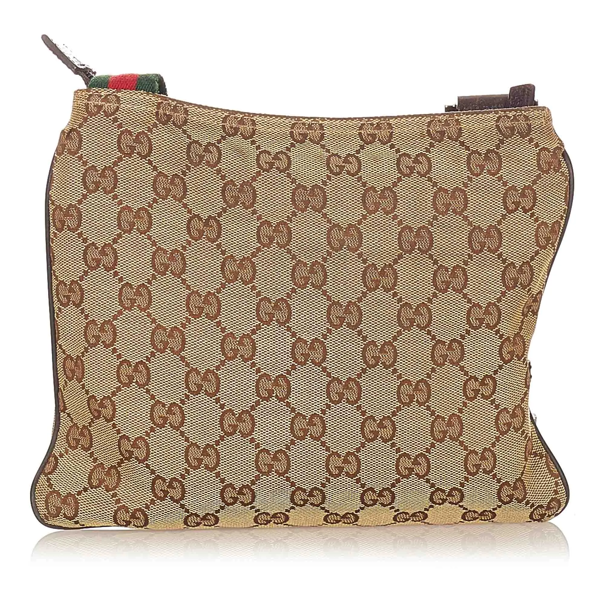 Gucci GG Canvas Web Crossbody Bag Brown