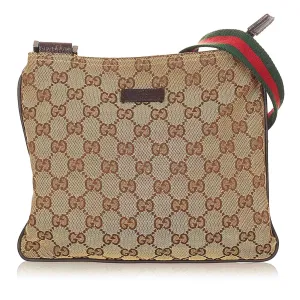 Gucci GG Canvas Web Crossbody Bag Brown