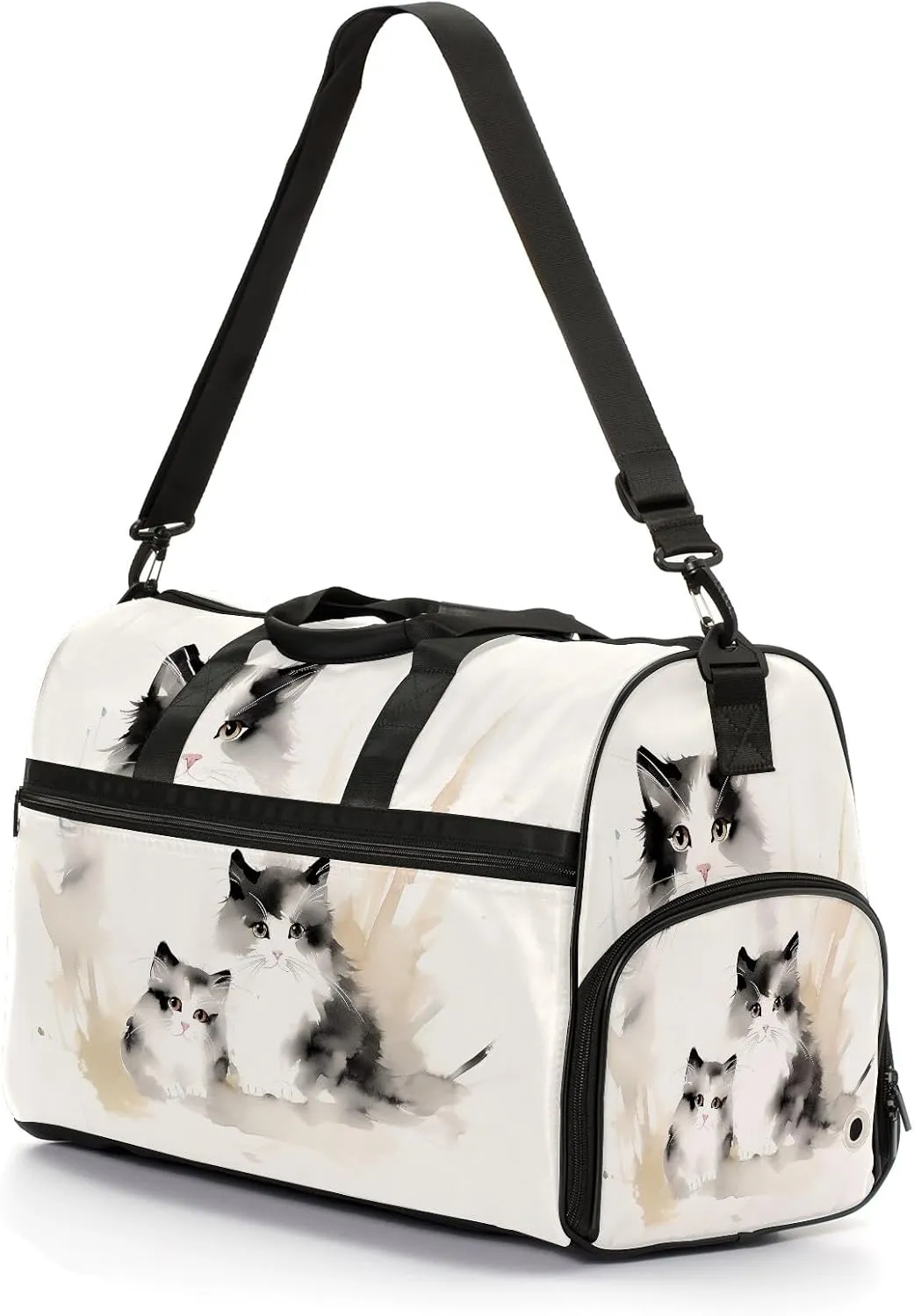 Gym Bag for Women, Carry on Weekender Overnight Bag, Travel Duffel Bags, Personal Item Travel Bag Tote Bag Workout Dance Bag, Chinese Painting Cat - 1