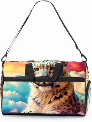 Gym Bag Women's Sports Yoga Bag - Fits up to 13.3" Laptop   Shoe Compartment, Overnight Weekender Bag Travel Bag, Dance Bag, Cheetah Cloud Rainbow - 2