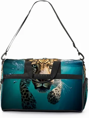 Gym Bag Women's Sports Yoga Bag - Fits up to 13.3" Laptop   Shoe Compartment, Overnight Weekender Bag Travel Bag, Dance Bag, Cheetah Underwater - 1