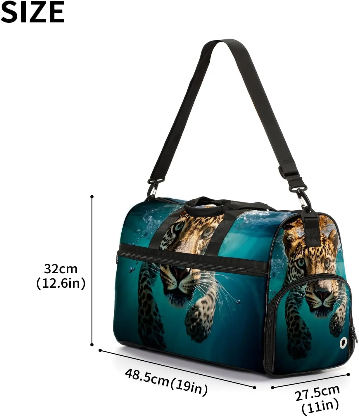 Gym Bag Women's Sports Yoga Bag - Fits up to 13.3" Laptop   Shoe Compartment, Overnight Weekender Bag Travel Bag, Dance Bag, Cheetah Underwater - 1