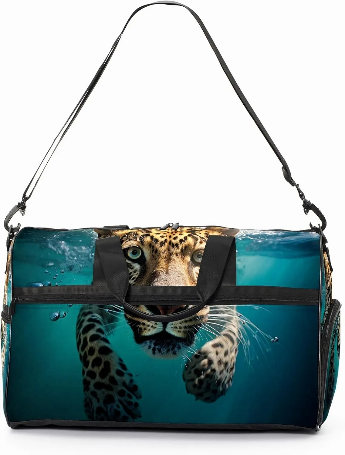 Gym Bag Women's Sports Yoga Bag - Fits up to 13.3" Laptop   Shoe Compartment, Overnight Weekender Bag Travel Bag, Dance Bag, Cheetah Underwater - 1