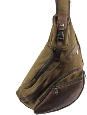 Hebetag Leather Sling Bag Crossbody Backpack for Men Women Travel Outdoor Camping