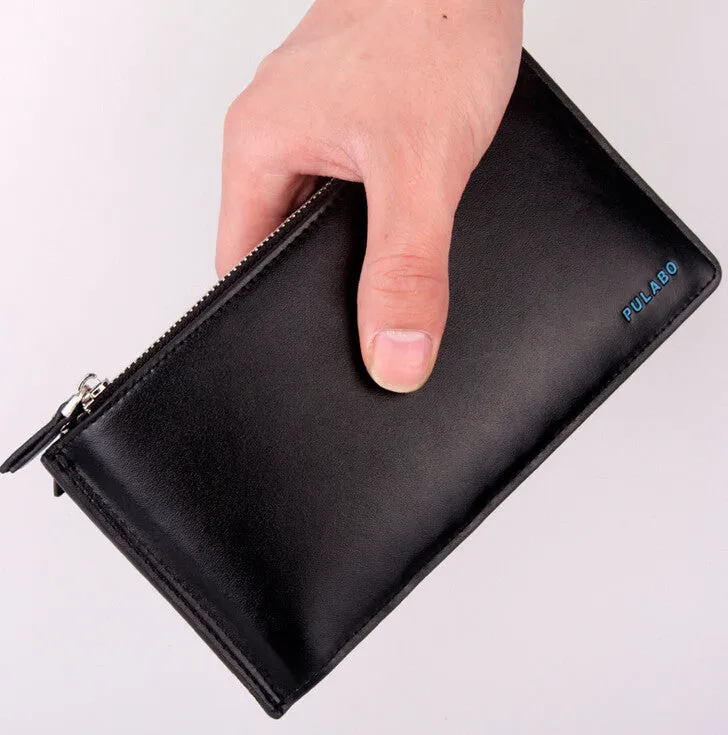 Hot sell luxury ultra-large capacity double zippers men wallets,ultra-thin leather wallets for men,fashion mens money clip