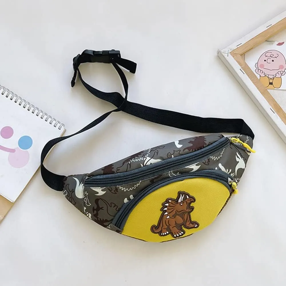Kids Fashion Waist Packs Toddler Boys Girls Cartoon Dinosaur Fanny Pack Crossbody Chest Bum Belt Bag for Trip,Hiking, Camping,Sports (Yellow)
