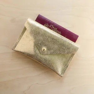 Leather Passport Holder Gold Silver & Bronze