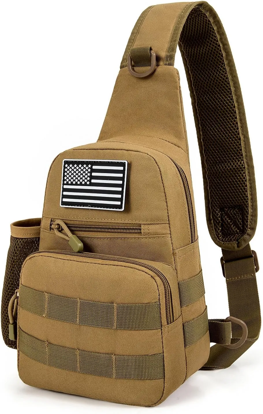 Love Deliver Sling Backpack Tactical Sling Bag for Men, Chest Bag Daypack Crossbody for Travel Sport Running Hiking,Yellow-brown