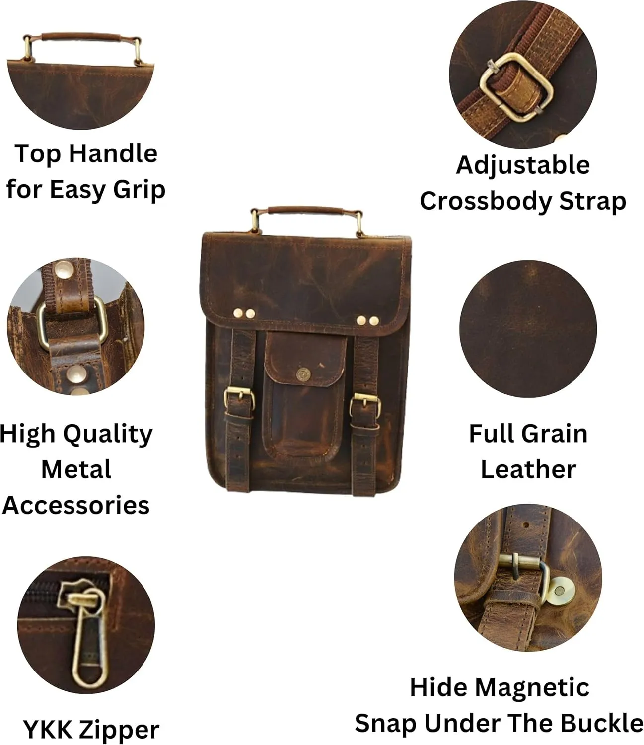 Men's Genuine Leather Small Briefcase Messenger Satchel Ipad Tab Tablet Bag 11 compatible with Apple product